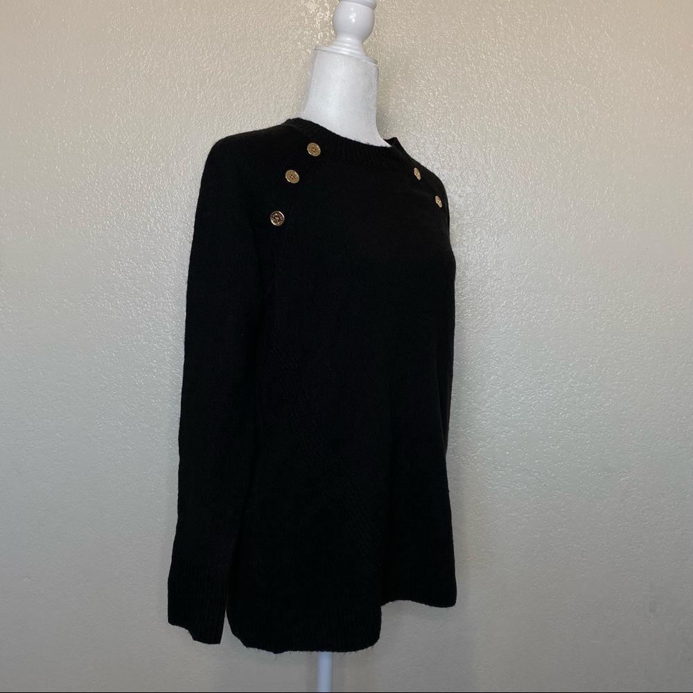 Calvin Klein Button-Detail Crewneck Sweater in Black Size XS NWT - Picture 7 of 12